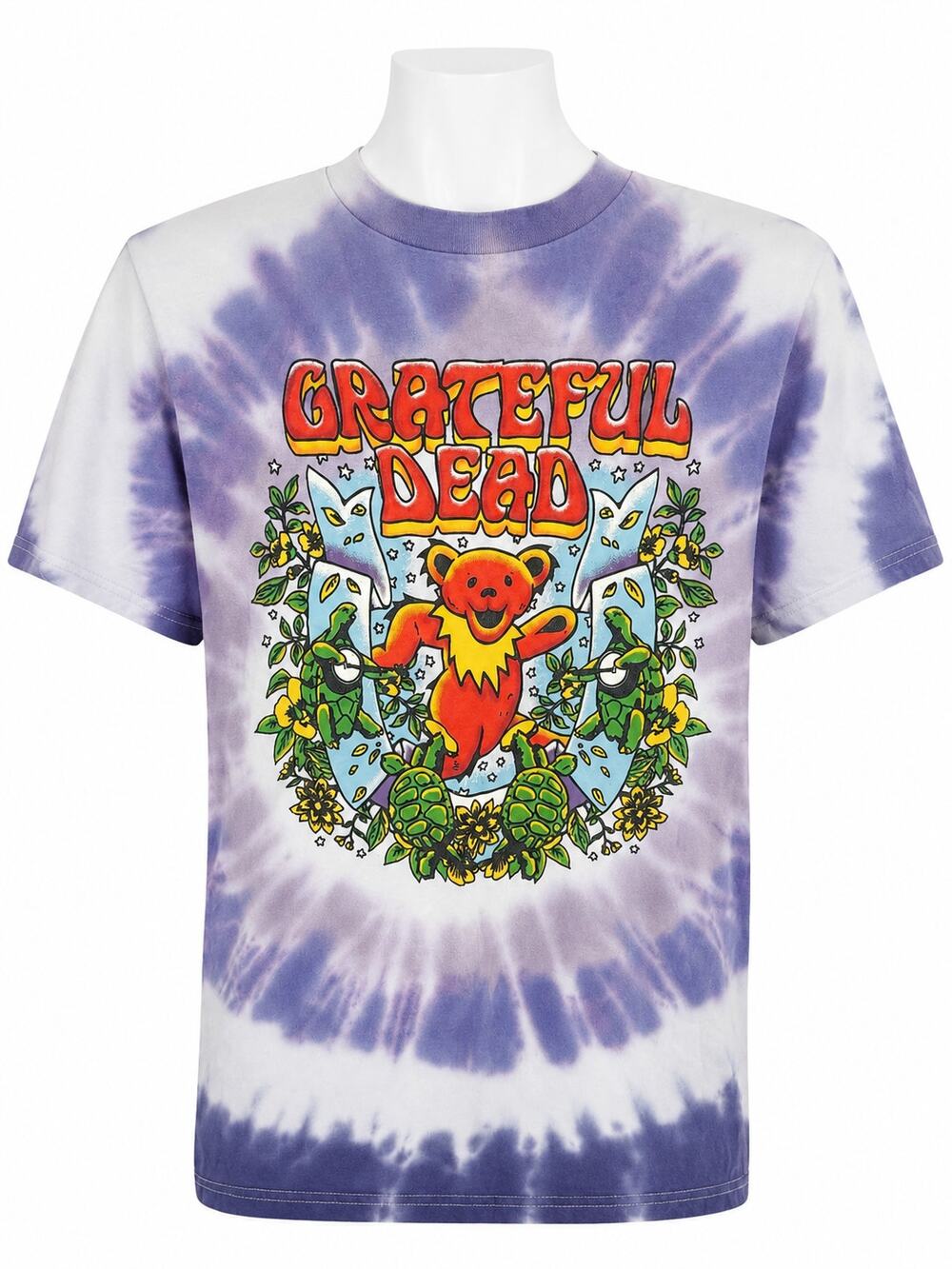 Grateful Dead Purple Tie Dye Dancing Bear Turtle Graphic Tee Ripple Junction S